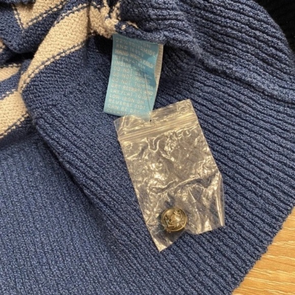 J. Mclaughlin Striped Cotton Sweater Size Medium Blue Pullover Polyamide. - Picture 7 of 7